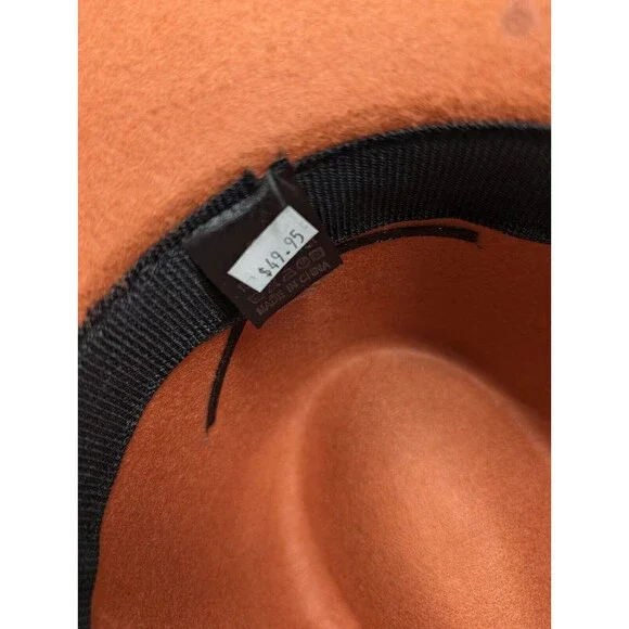 Fedora Hat Wide Brim Artwork Design Woman Figure Rustic Orange OSFM - Picture 6 of 9
